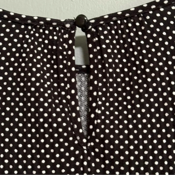 ADRIANNA PAPELL Micropleated Black and White Polka Dot 3/4 Sleeve Blouse Size XL - Picture 4 of 7